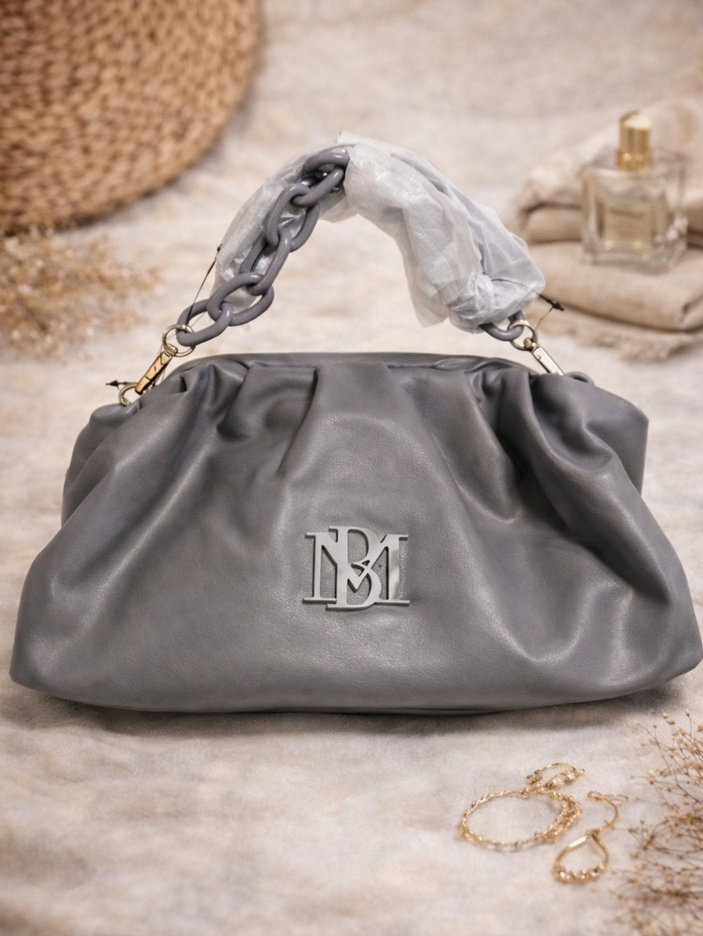Badgley Mischka Gray Wrapped Frame Clutch - New With Tags
